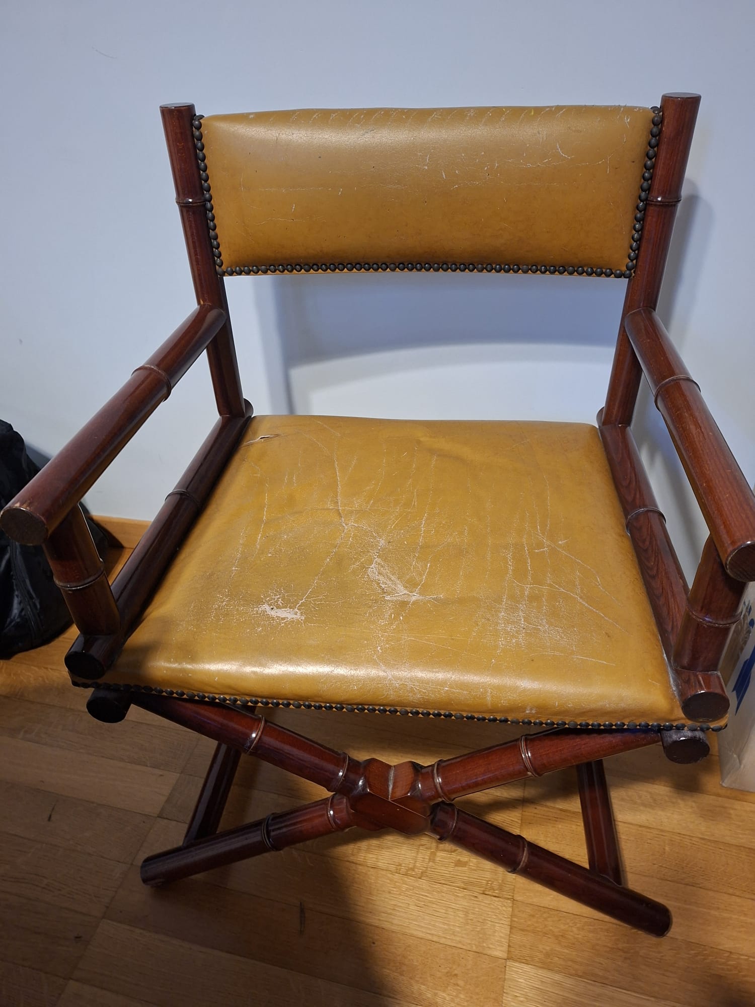 Poltroncina stile Navy cuoio legno